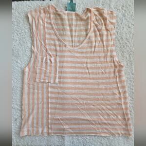 #426 C&C California Peach and White Striped Short Sleeve Tee
